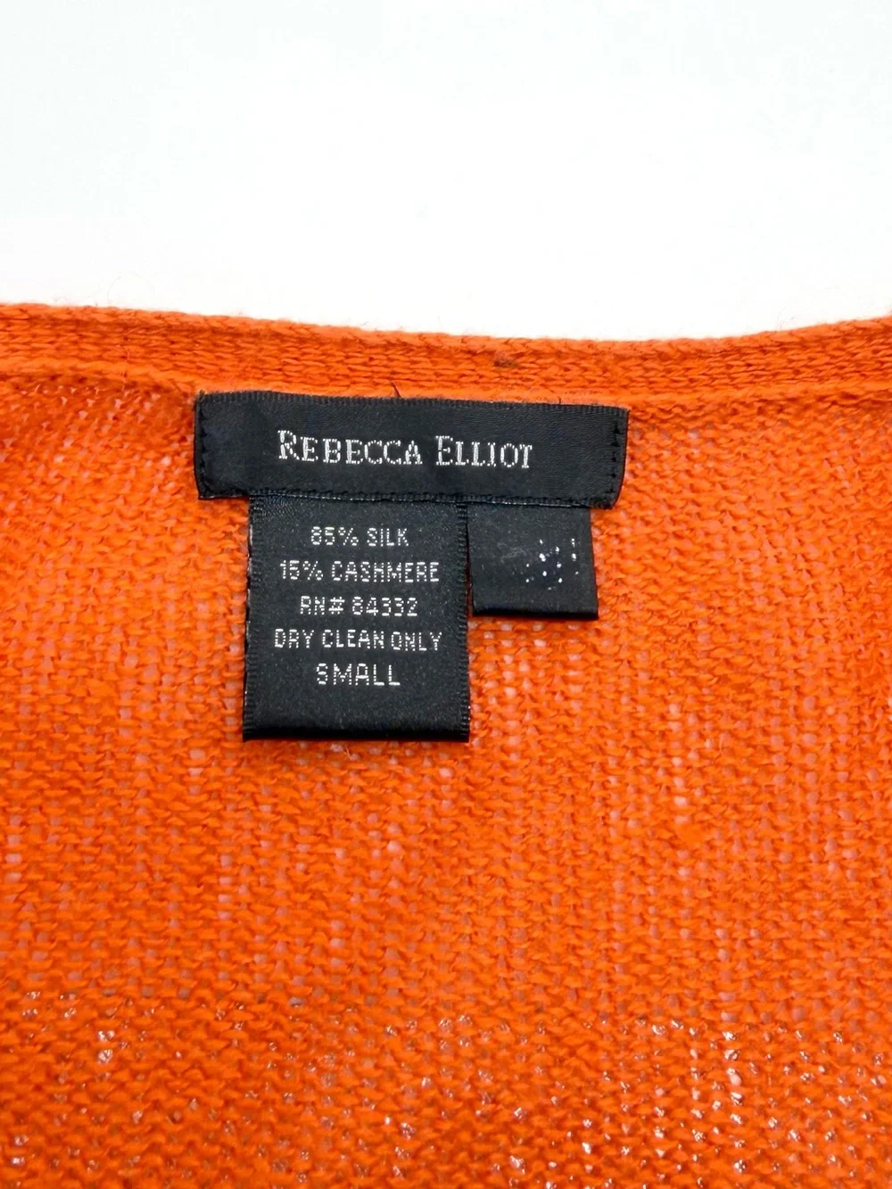 Rebecca Elliot Orange Silk Cashmere Tie Front Crop Cardigan Sweater,